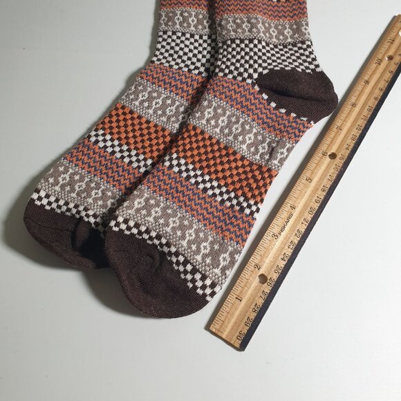 Colorful Striped Knit Men Socks Brown Orange Warm Soft Comfortable Winter Gift - Picture 2 of 4